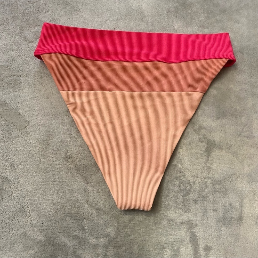 New! Beach Riot Alexis Bikini Bottom Rouge Colorblock Ribbed Pink 10037 - Picture 3 of 7